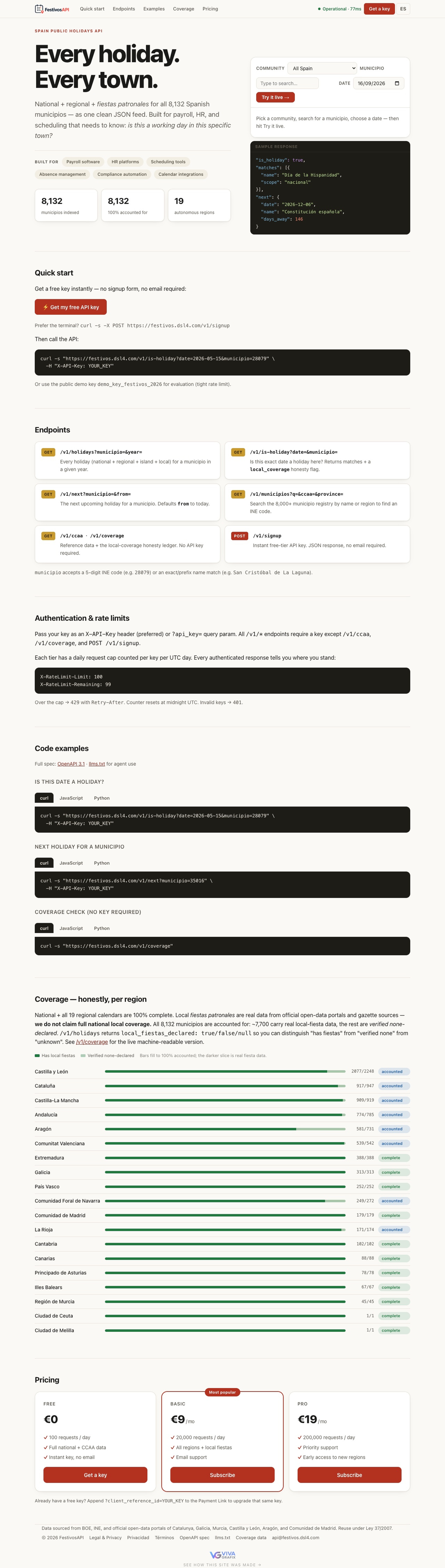 FestivosAPI current website capture